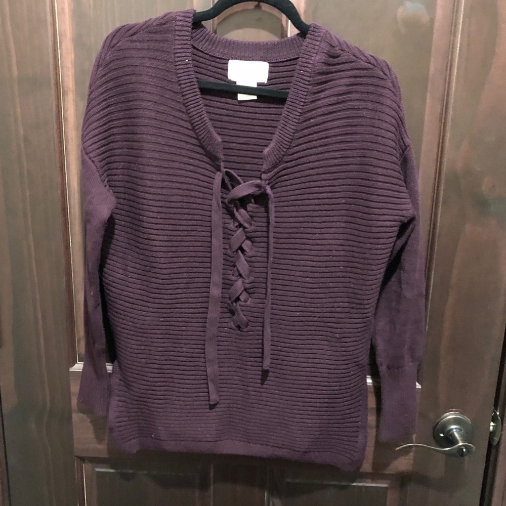 TJ Maxx ribbed/tie-up sweater